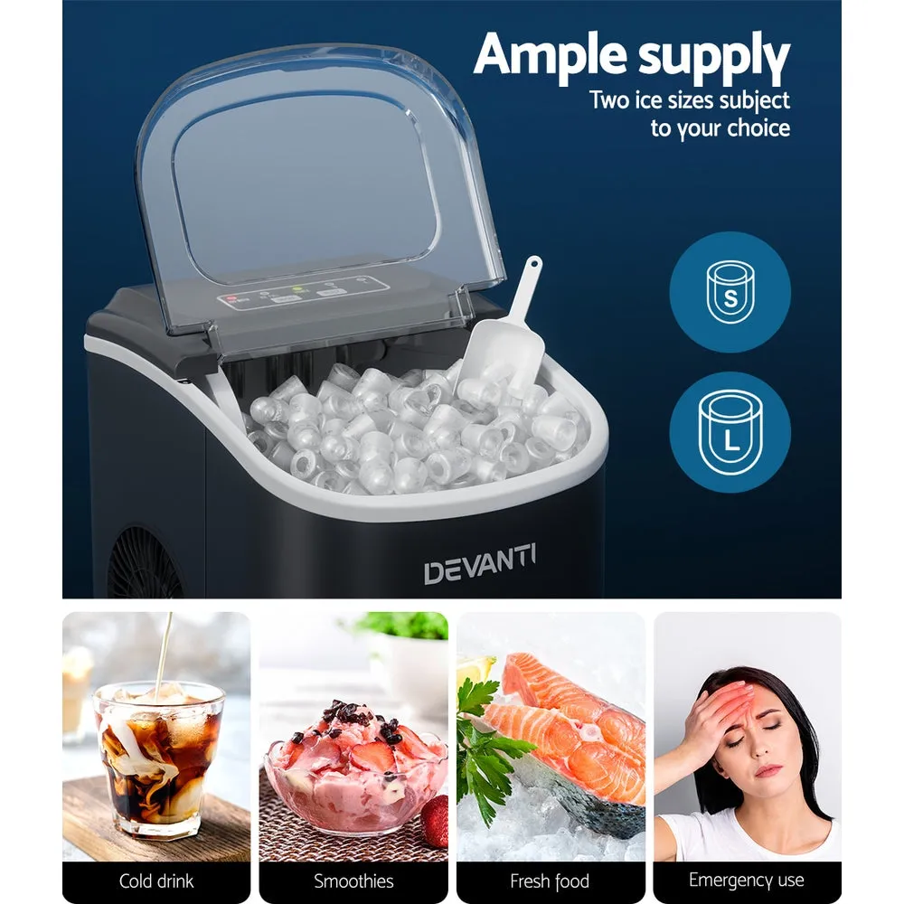 12kg Compact Portable Ice Maker 2 Sizes Water Alarm Devanti