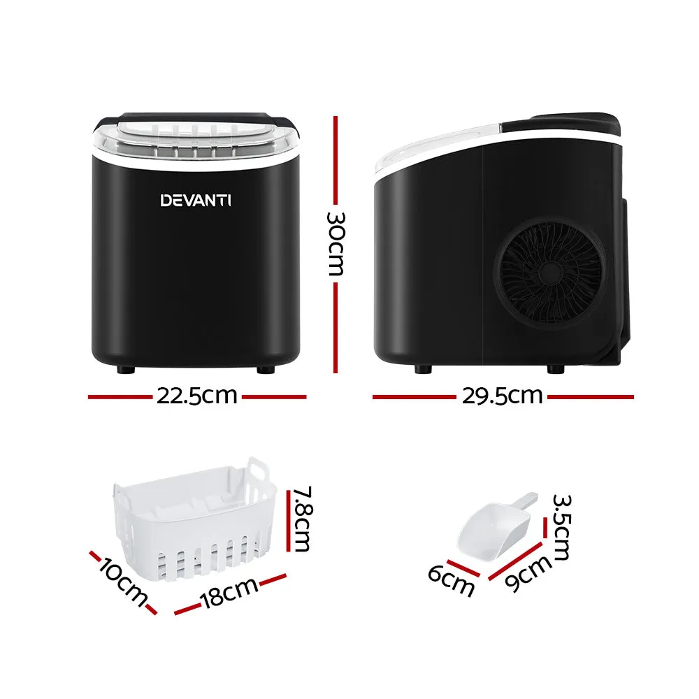 12kg Compact Portable Ice Maker 2 Sizes Water Alarm Devanti