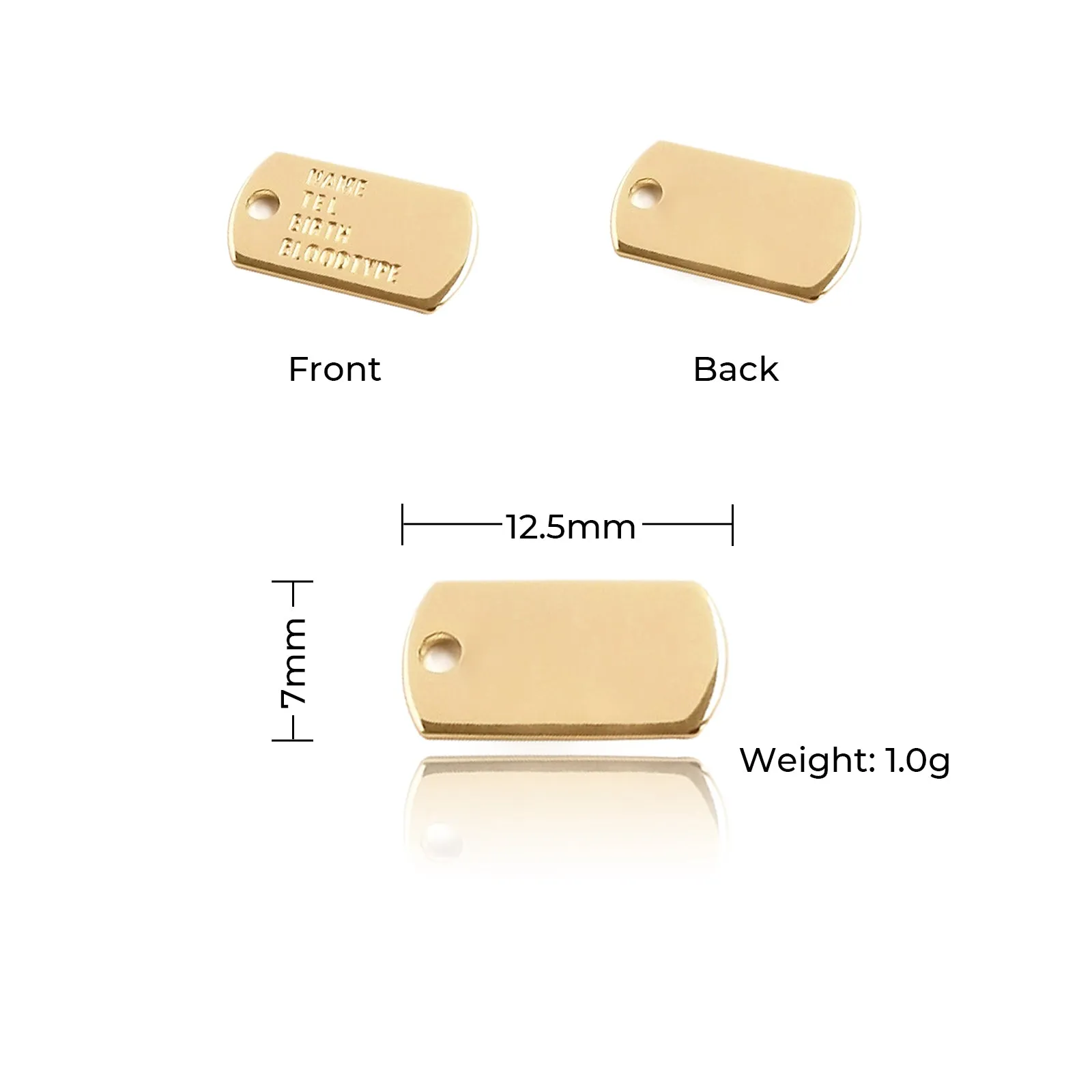 14K Gold Plated Rectangle Lettering Pendant (20pcs)