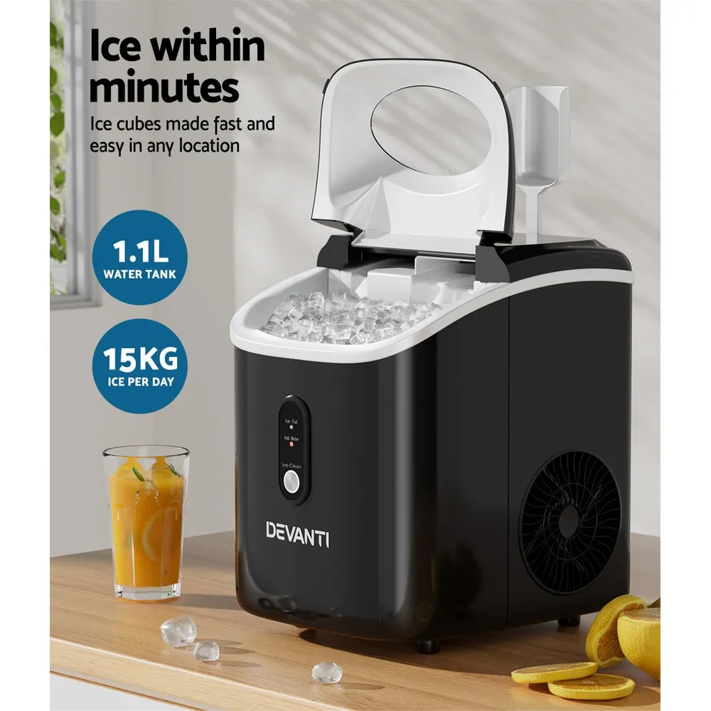 15kg Fast Nugget Ice Maker, Alarms, Compact - Devanti