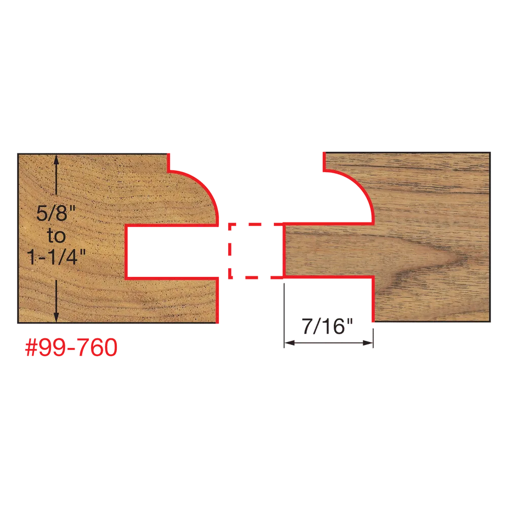 1"-11/16" Premier Adjustable Rail & Stile Bit "- Round Over