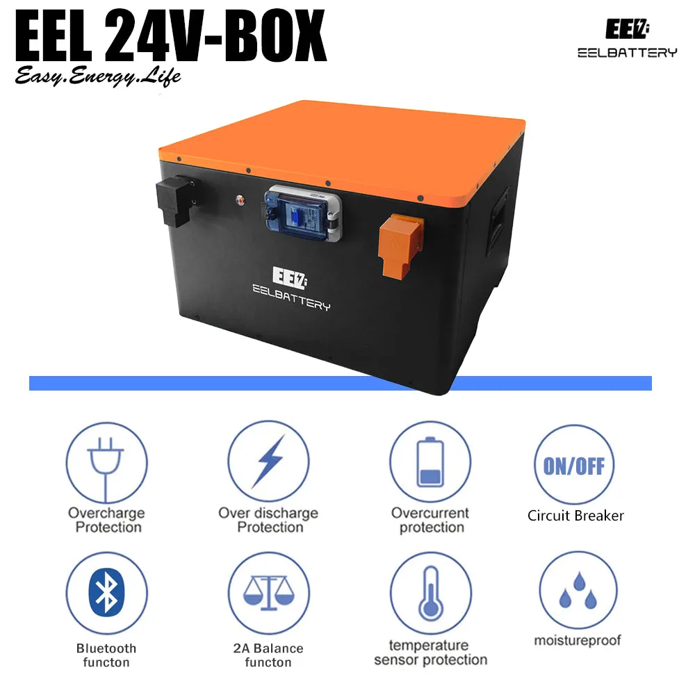 24V DIY Case LiFePO4 Battery Box with JK 200A Active Balance Smart BMS for Golf Cart,RV,Camper Yacht