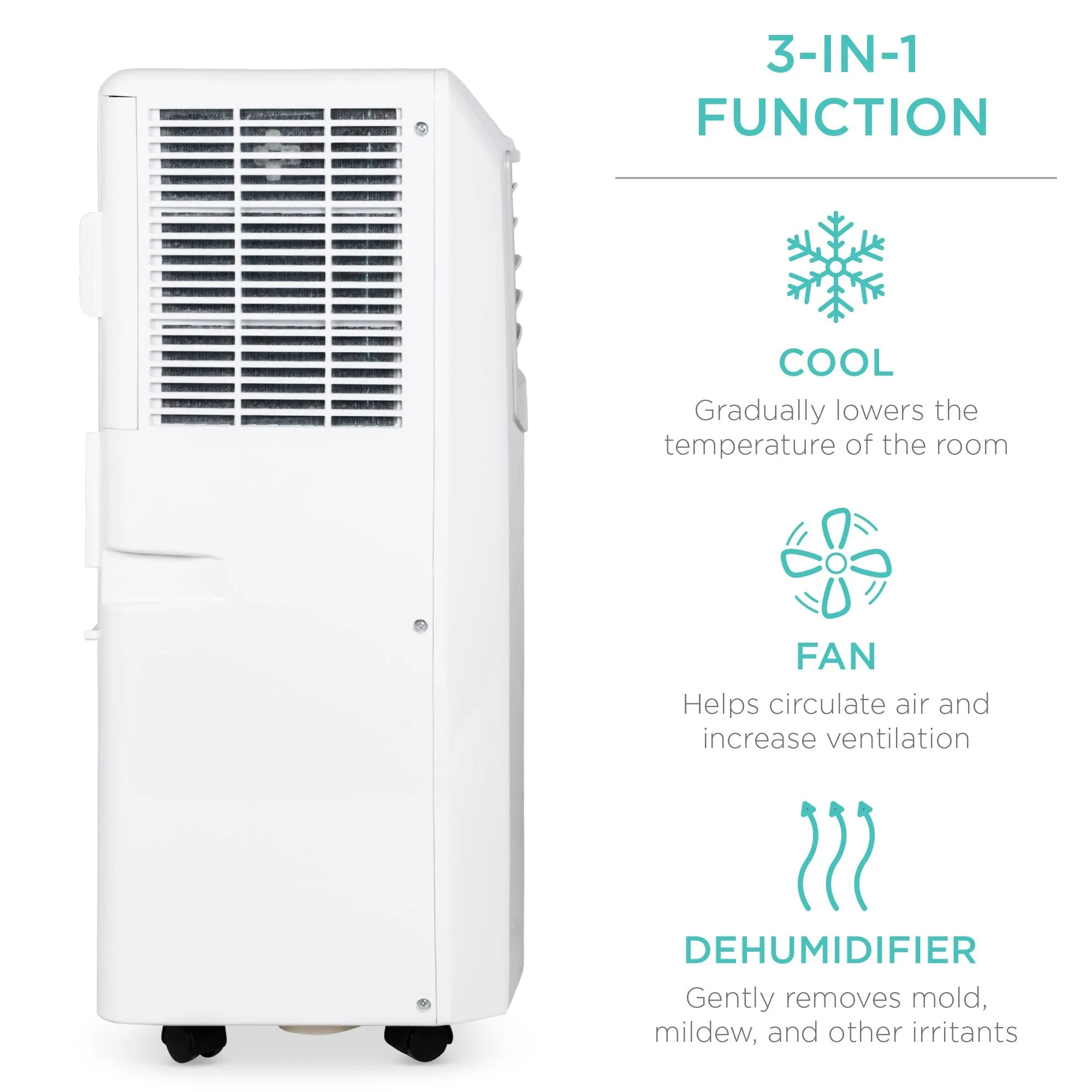 3-in-1 10,000 BTU Air Conditioner Fan Dehumidifier for Up to 200 Sq. Ft.