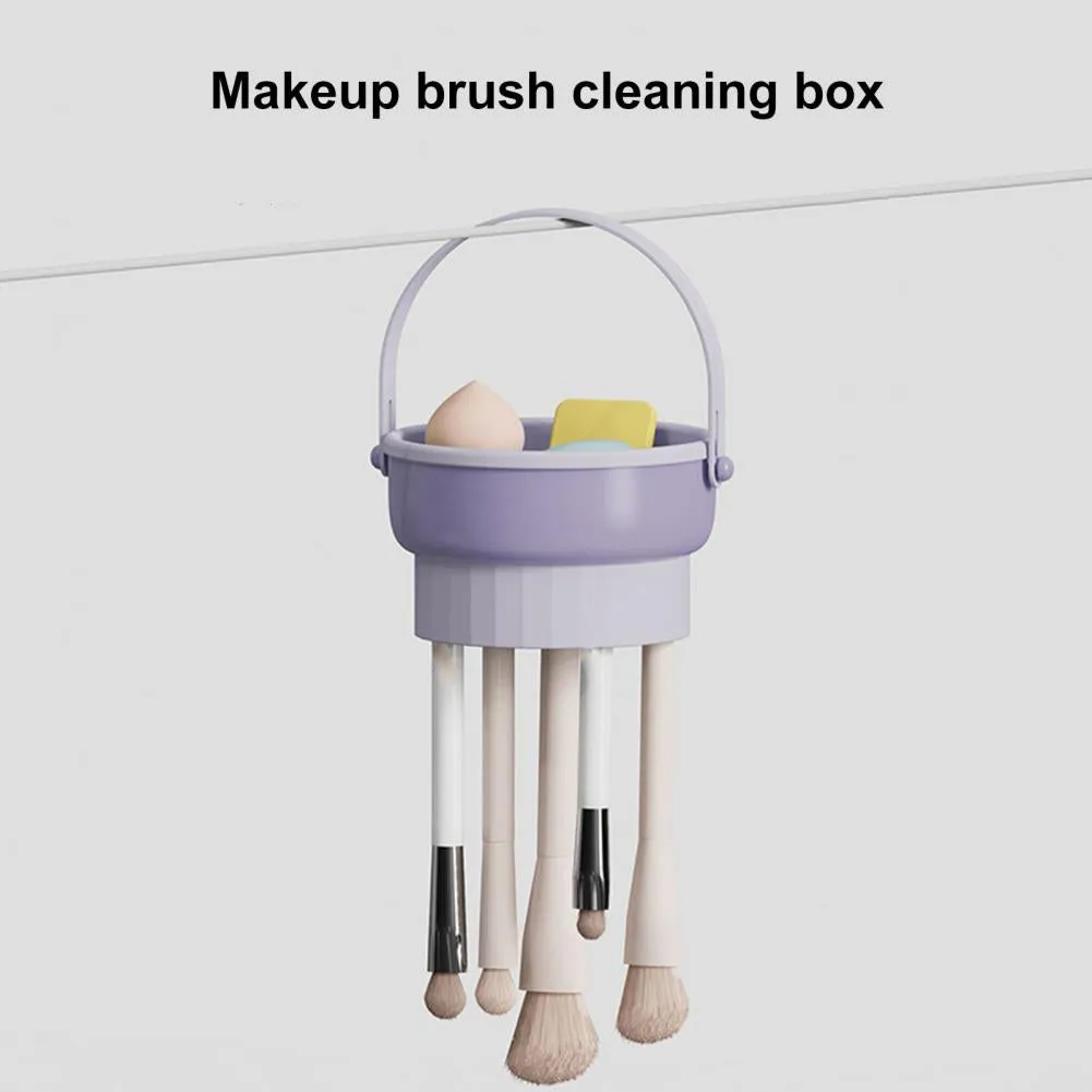 3 In 1 Makeup Brushes Cleaner with Drying Basket (Beige)