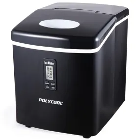 3.2L Portable Ice Cube Maker, 15kg/24hr, LCD Panel, Black Polycool