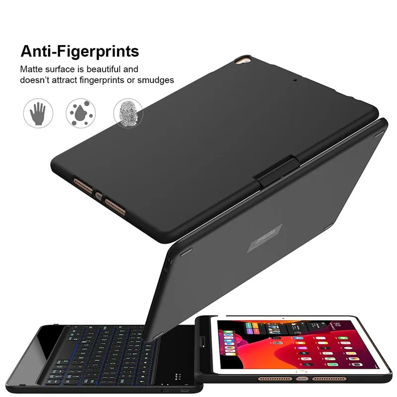 360 Degree Rotation Case for iPad 10.2 '' 7th/8th Gen Wireless Bluetooth Keyboard Swivel Stand Heavy Duty Shockproof Flip case