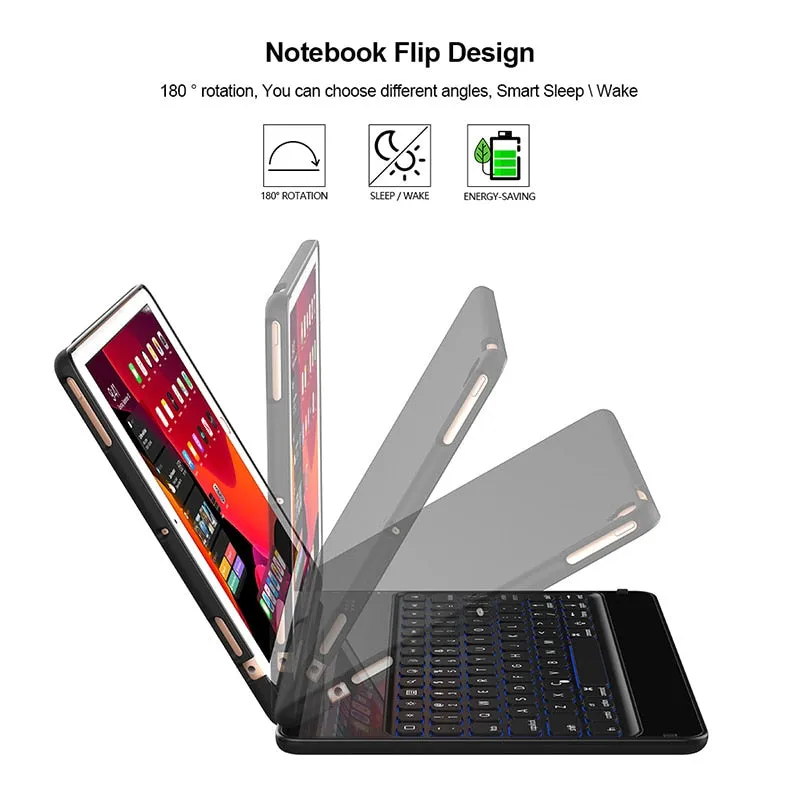 360 Degree Rotation Case for iPad 10.2 '' 7th/8th Gen Wireless Bluetooth Keyboard Swivel Stand Heavy Duty Shockproof Flip case