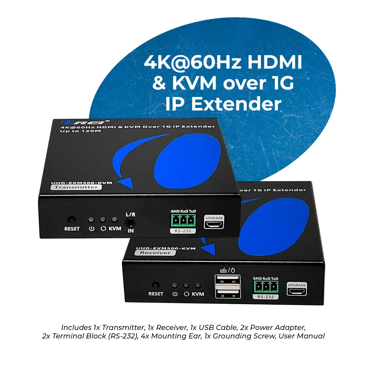 4K Over IP KVM Extender Up To 500 Feet- With RS-232 (UHD-EXM500-KVM)