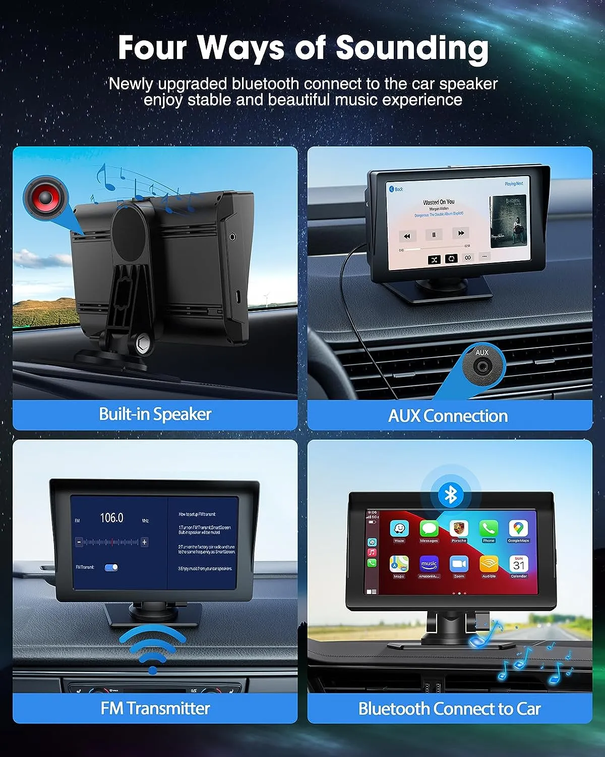 7'' Car Stereo Wireless Apple Carplay & Android Auto with 1080P Backup Camera, GPS and Bluetooth