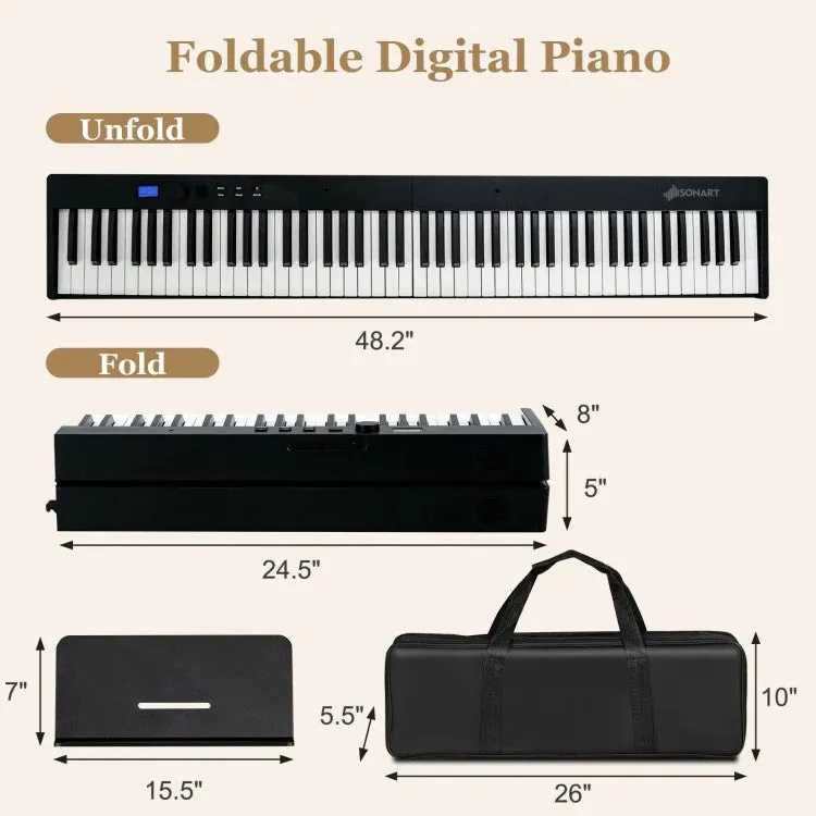 88-Key Foldable Digital Piano with MIDI and Wireless BT