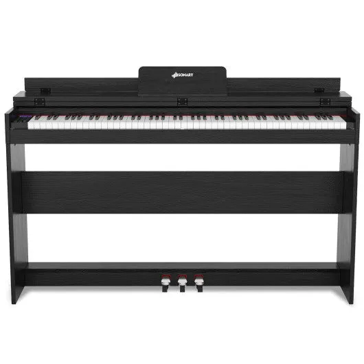 88 Key Full Size Electric Piano Keyboard with Stand 3 Pedals MIDI Function-Black