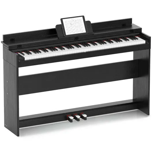 88 Key Full Size Electric Piano Keyboard with Stand 3 Pedals MIDI Function-Black