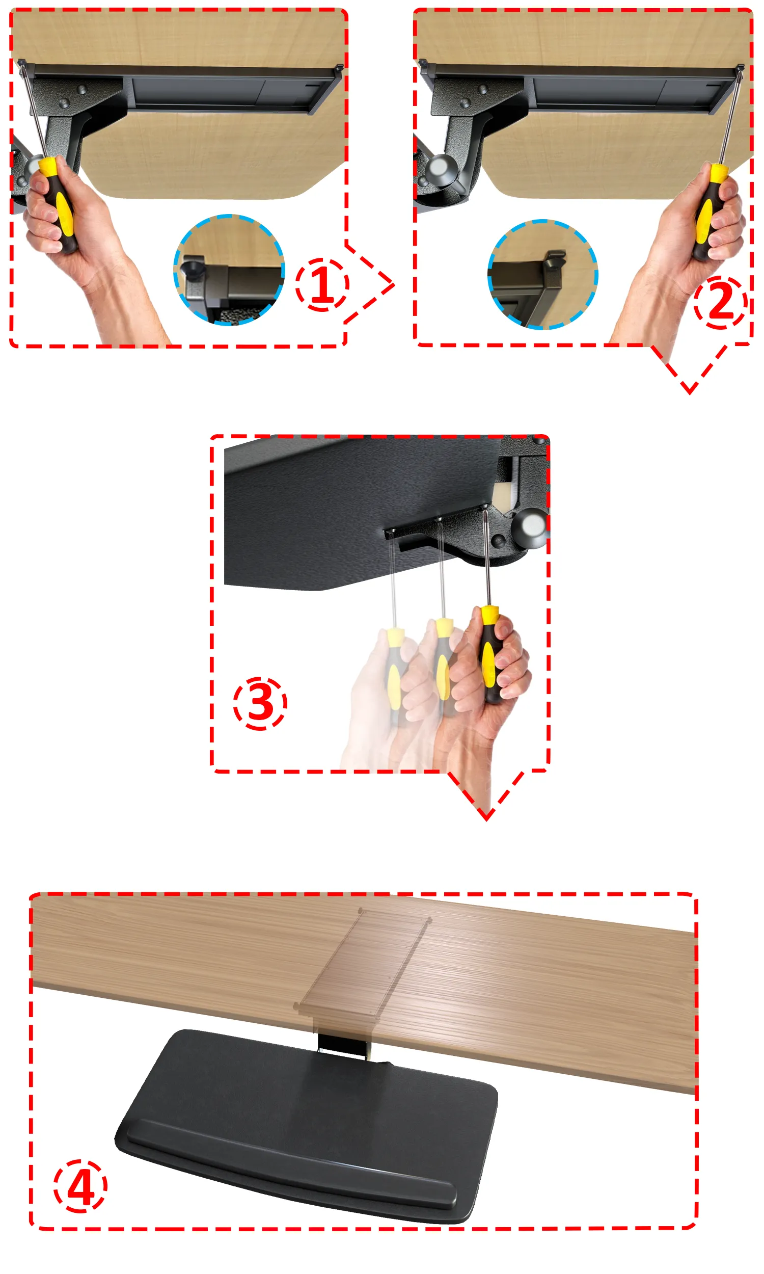 Adjustable Keyboard Tray (AKT01) with Height and Swivel Adjustments