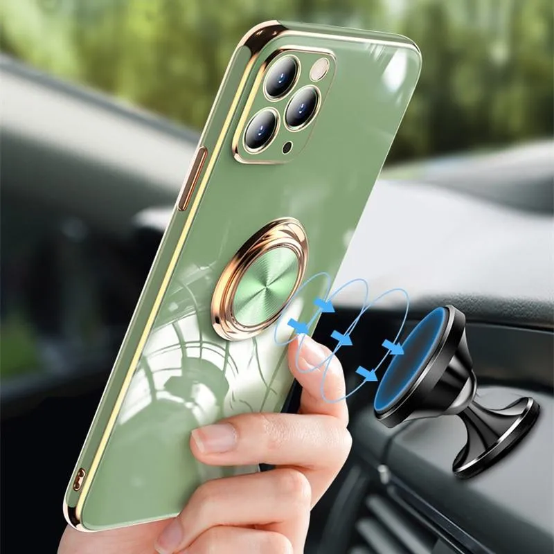 Aere Luxury Plated iPhone Case With Ring For Series 14-16