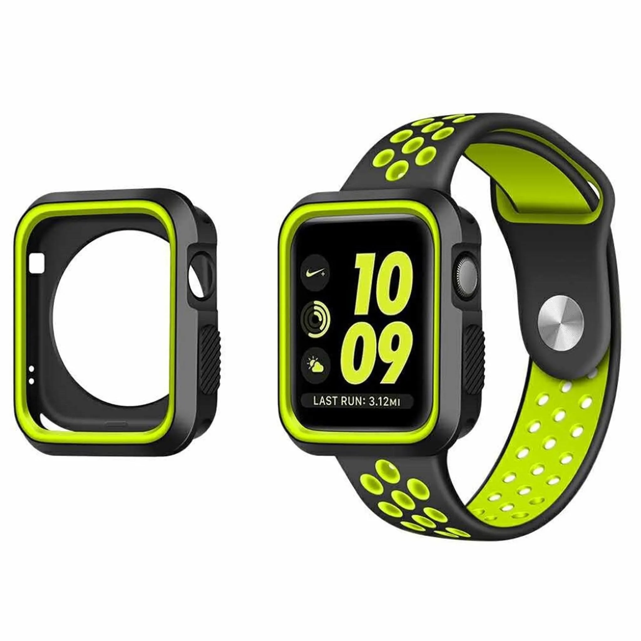 Apple Watch 38mm double color soft silicone case - Black   Green