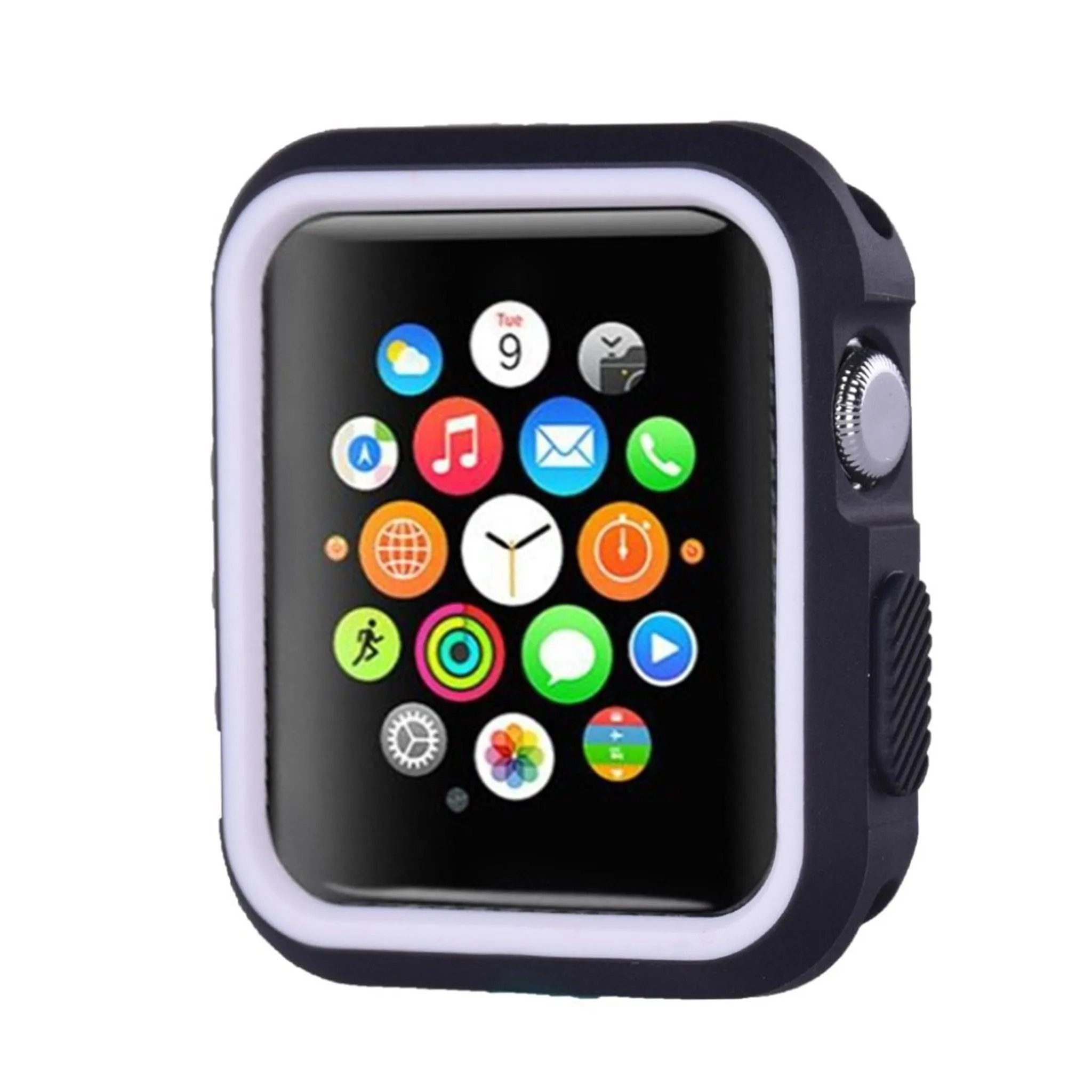 Apple Watch 38mm double color soft silicone case - Black   White