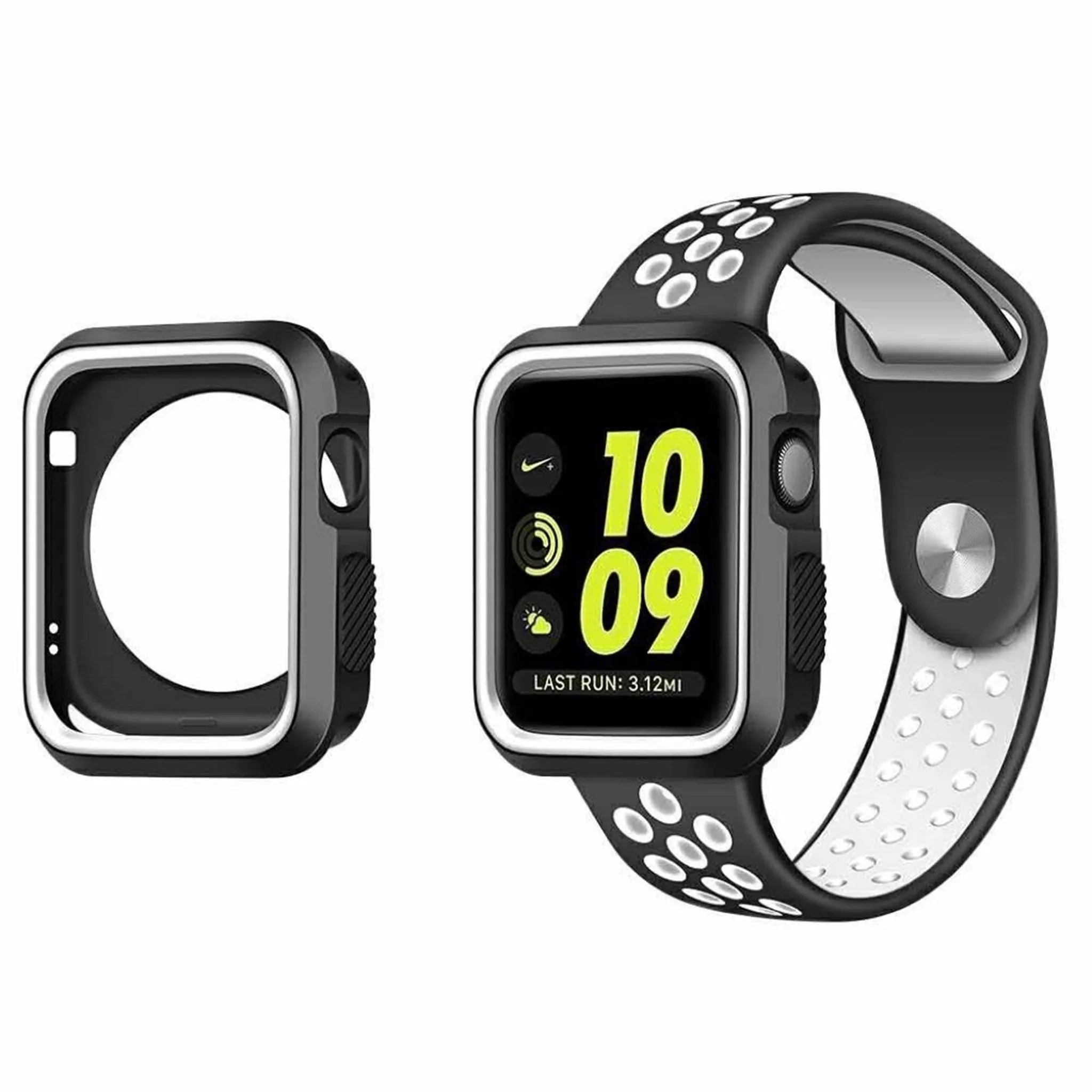 Apple Watch 38mm double color soft silicone case - Black   White