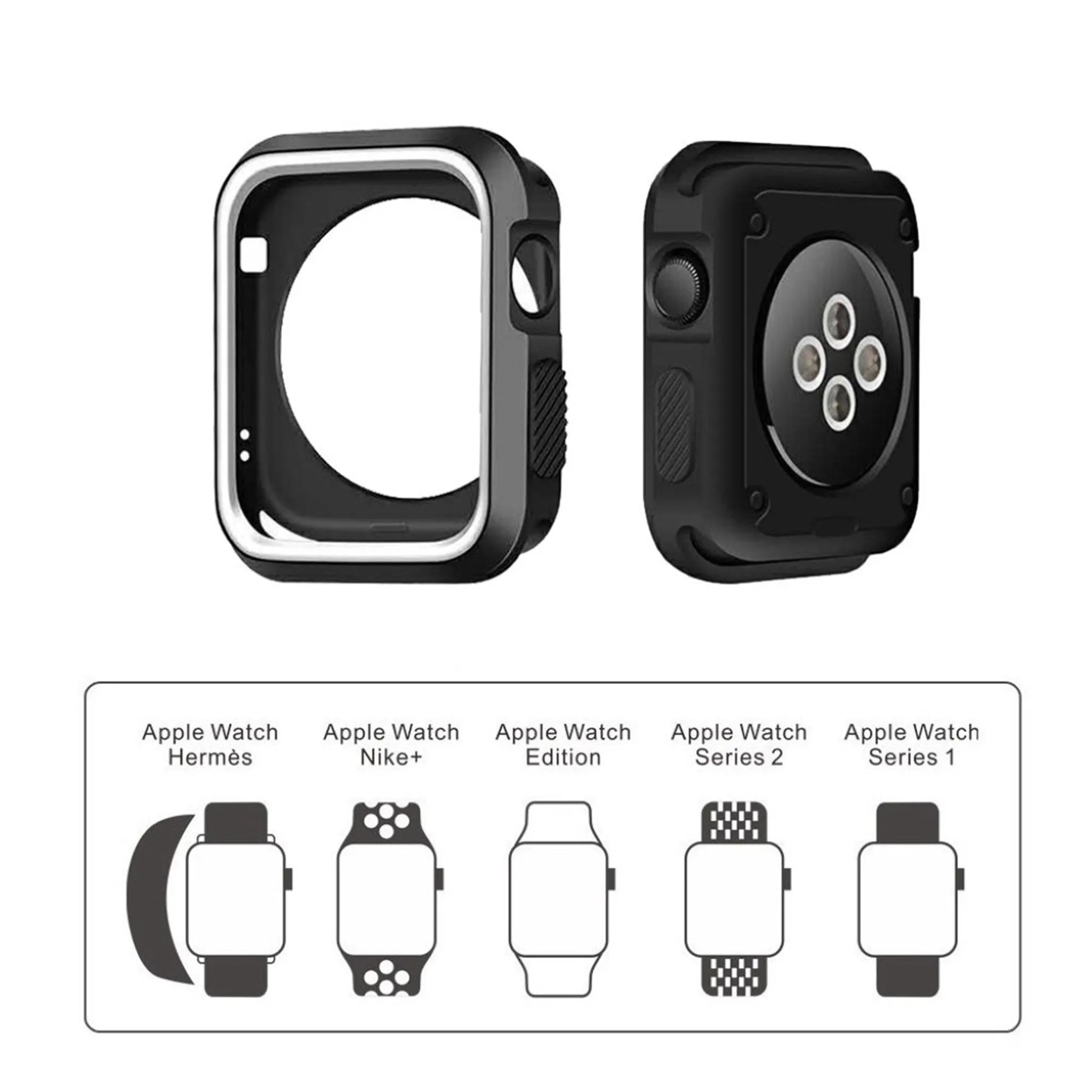 Apple Watch 38mm double color soft silicone case - Black   White