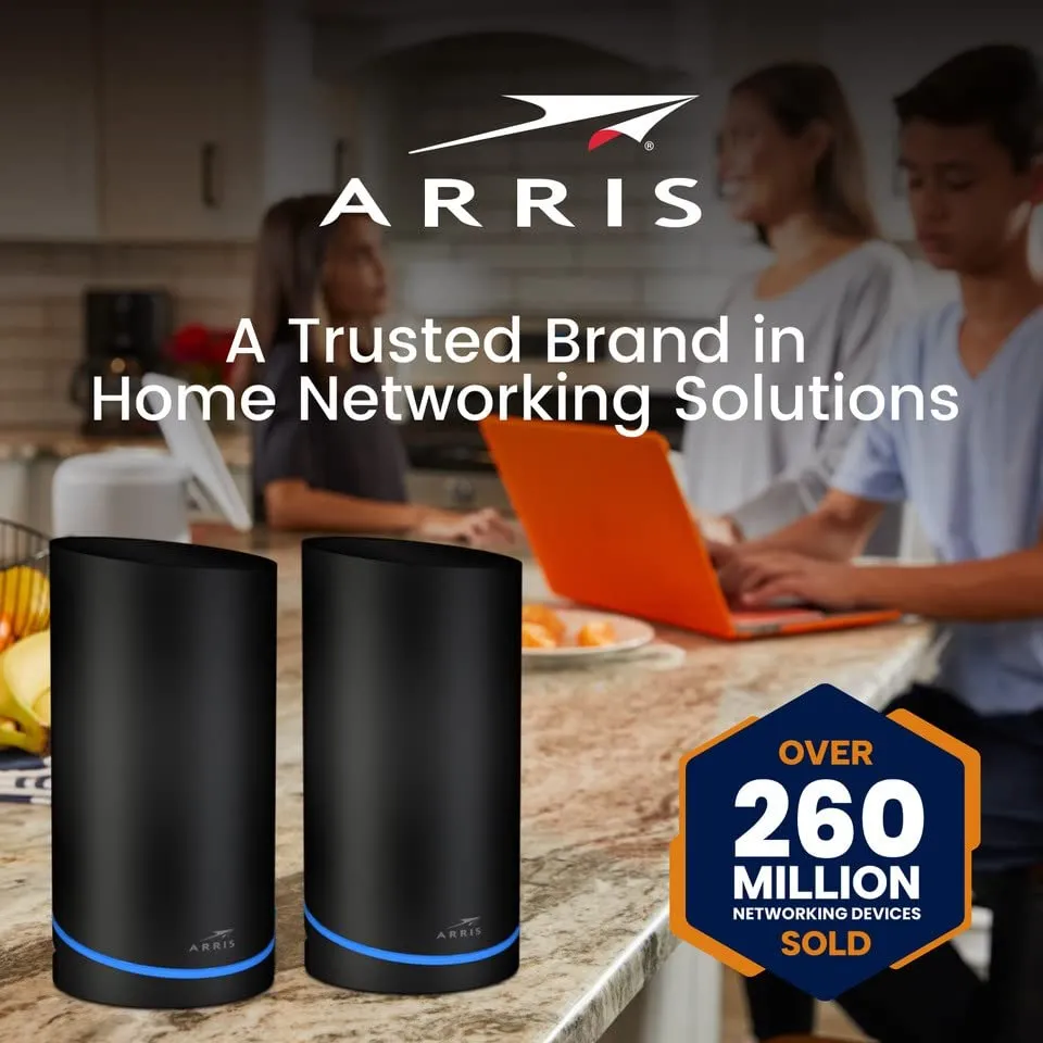 ARRIS Surfboard mAX 6E W161 Tri-Band Mesh Wi-Fi 6E System | AXE6600 Wi-Fi Speeds up to 6.6 Gbps| 6 GHz Band | Coverage up to 5,500 sq ft | 4.8 Gbps Backhaul | 2 Routers | 2.5 Gbps Ethernet Port