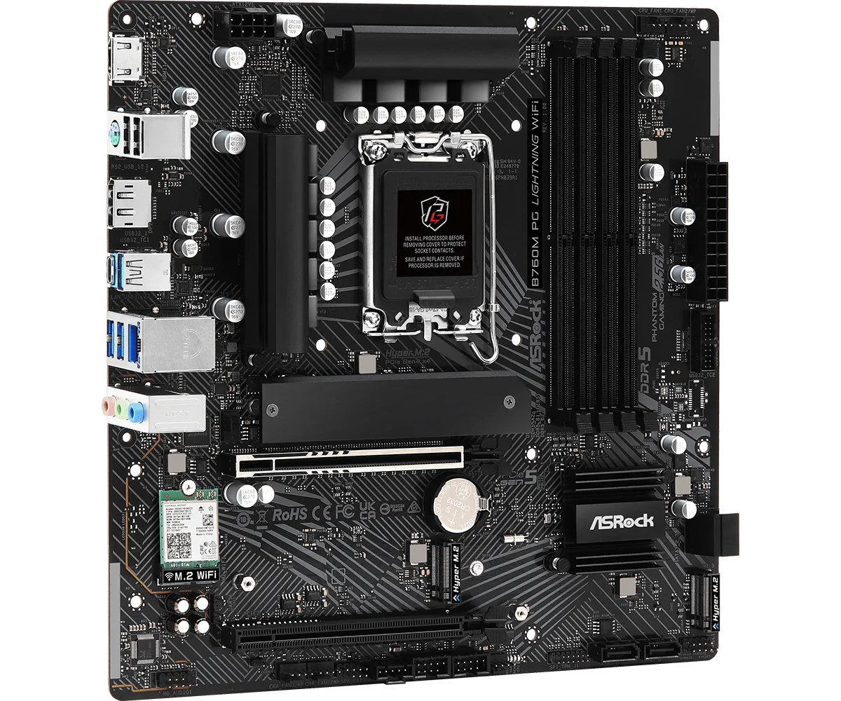 ASRock B760M PG Lightning WiFi DDR5,LGA 1700 mATX Motherboard