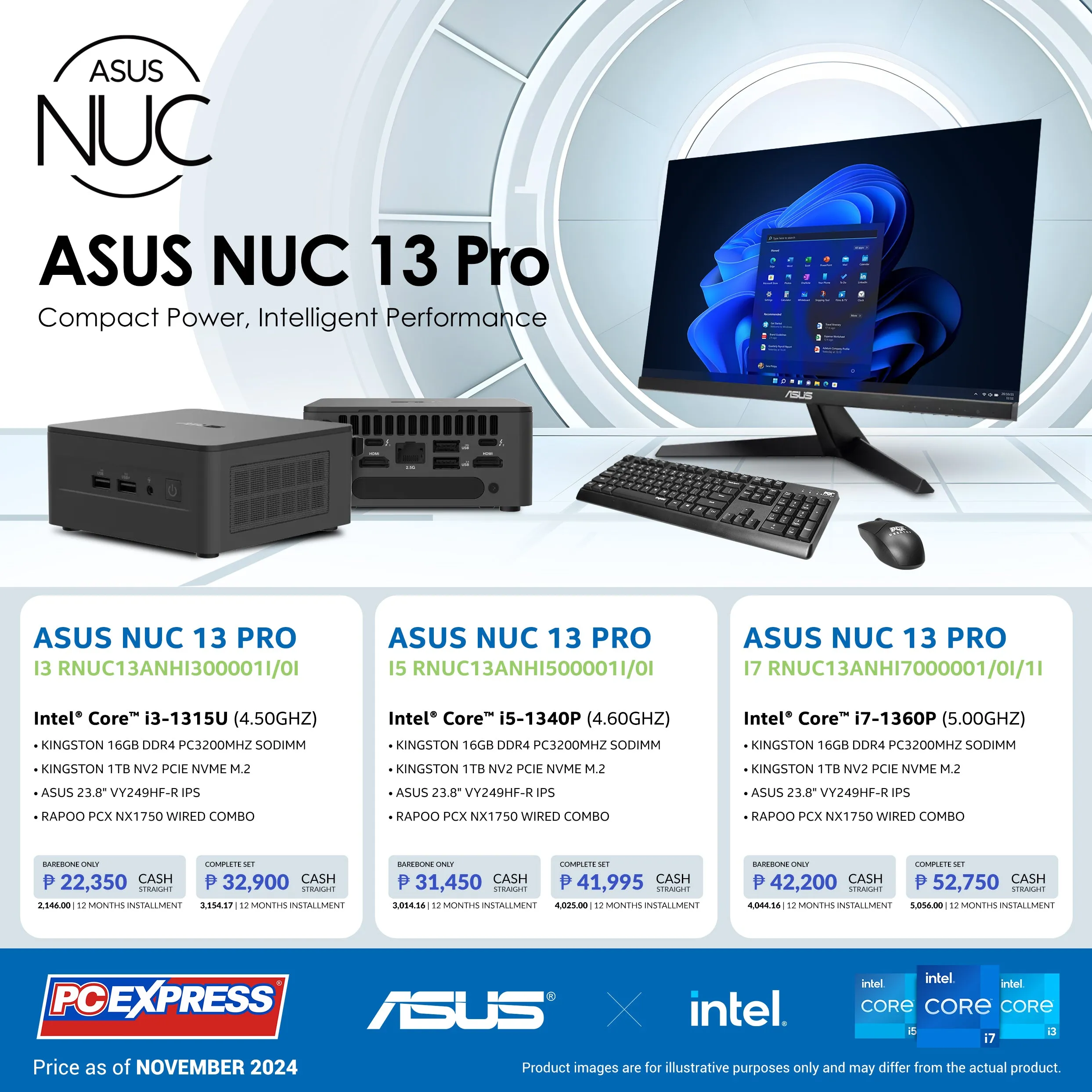 ASUS NUC 13 Pro (RNUC13ANHI500001I/0I) Intel® Core™ i5 Mini Desktop (Asus Monitor)