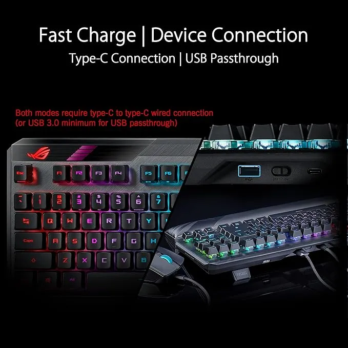 ASUS ROG Claymore II Wireless RGB Modular Gaming Keyboard with Detachable Numpad and RX Red Switches