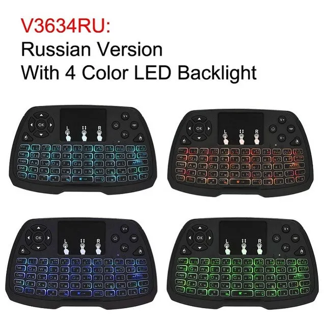 Backlit 2.4GHz Wireless Keyboard Touchpad Mouse Handheld Remote Control 4 Colors Backlight for Android TV BOX Smart TV PC Laptop