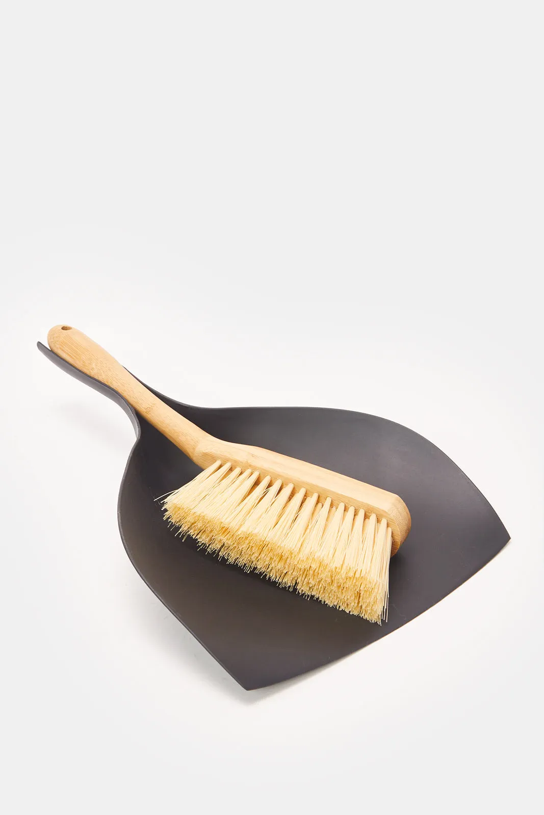 Beige And Black Plain Dustpan Set (2 Piece)