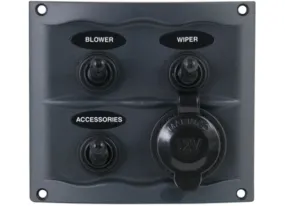 BEP Compact Marine Waterproof Switch Panel - 3 Switch   Cigar Socket