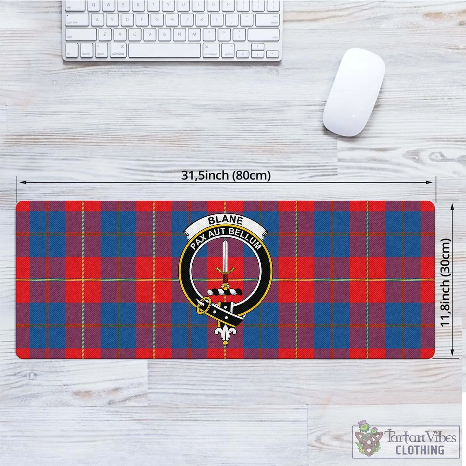 Blane Tartan Mouse Pad with Family Crest