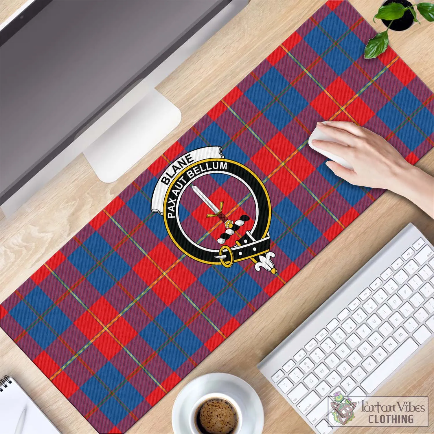 Blane Tartan Mouse Pad with Family Crest