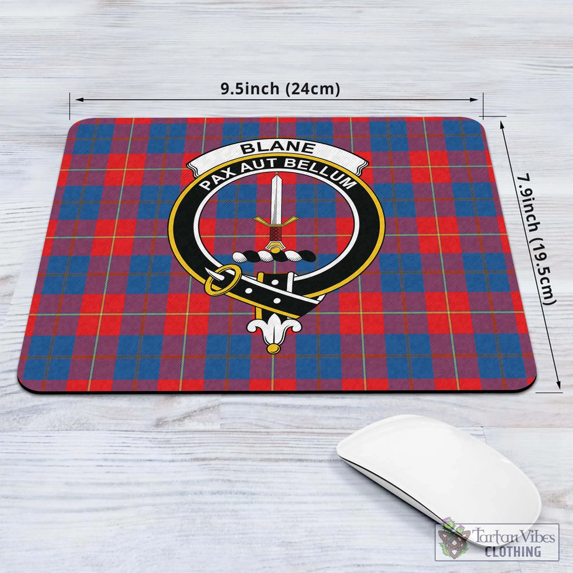 Blane Tartan Mouse Pad with Family Crest