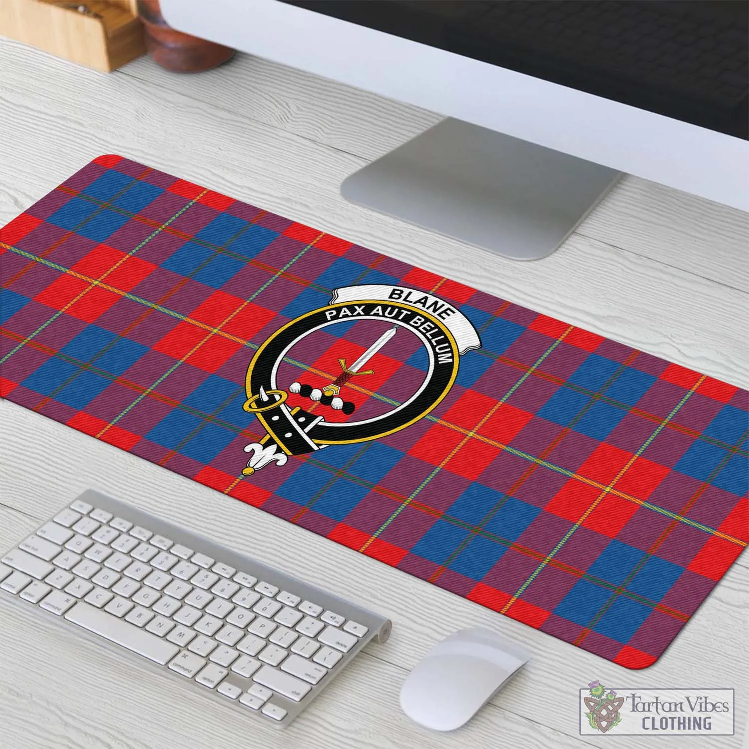 Blane Tartan Mouse Pad with Family Crest