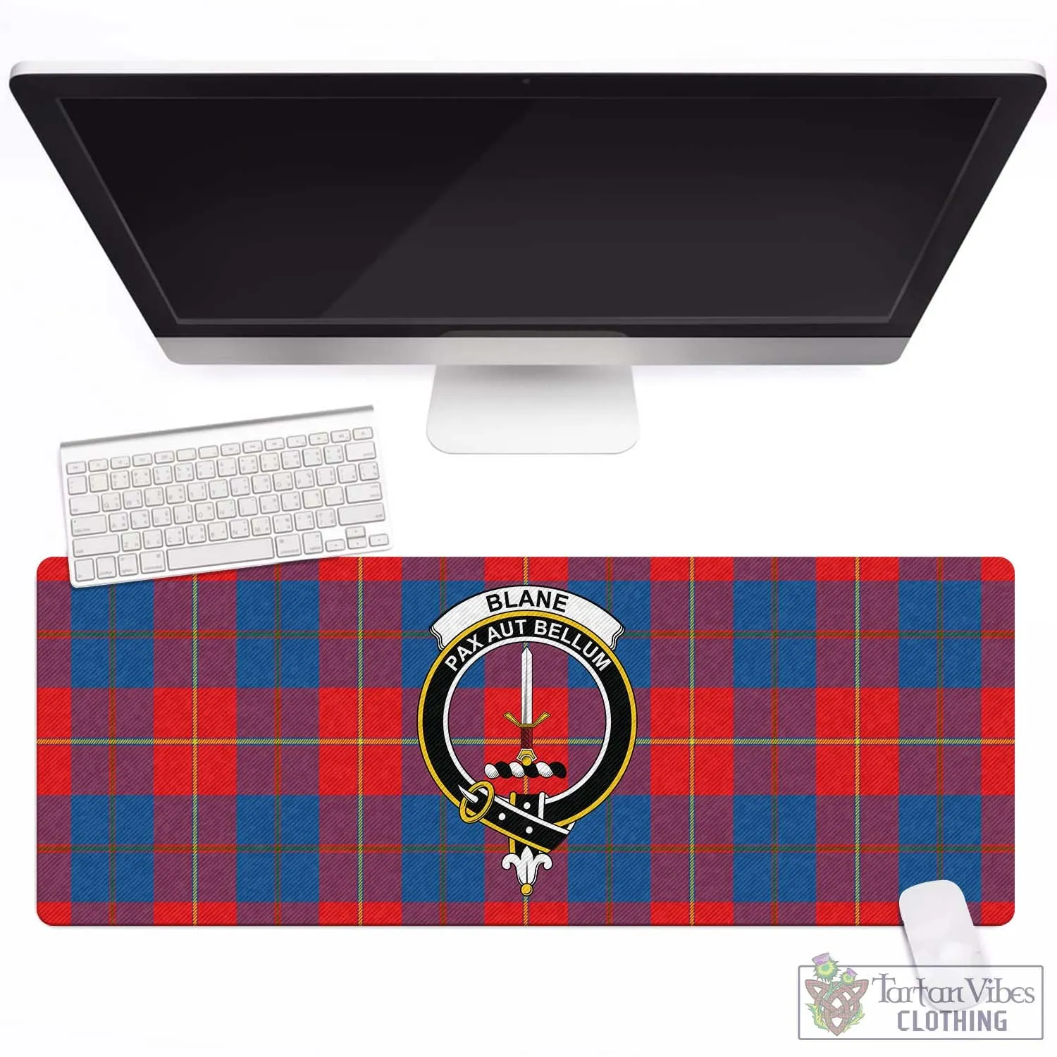 Blane Tartan Mouse Pad with Family Crest