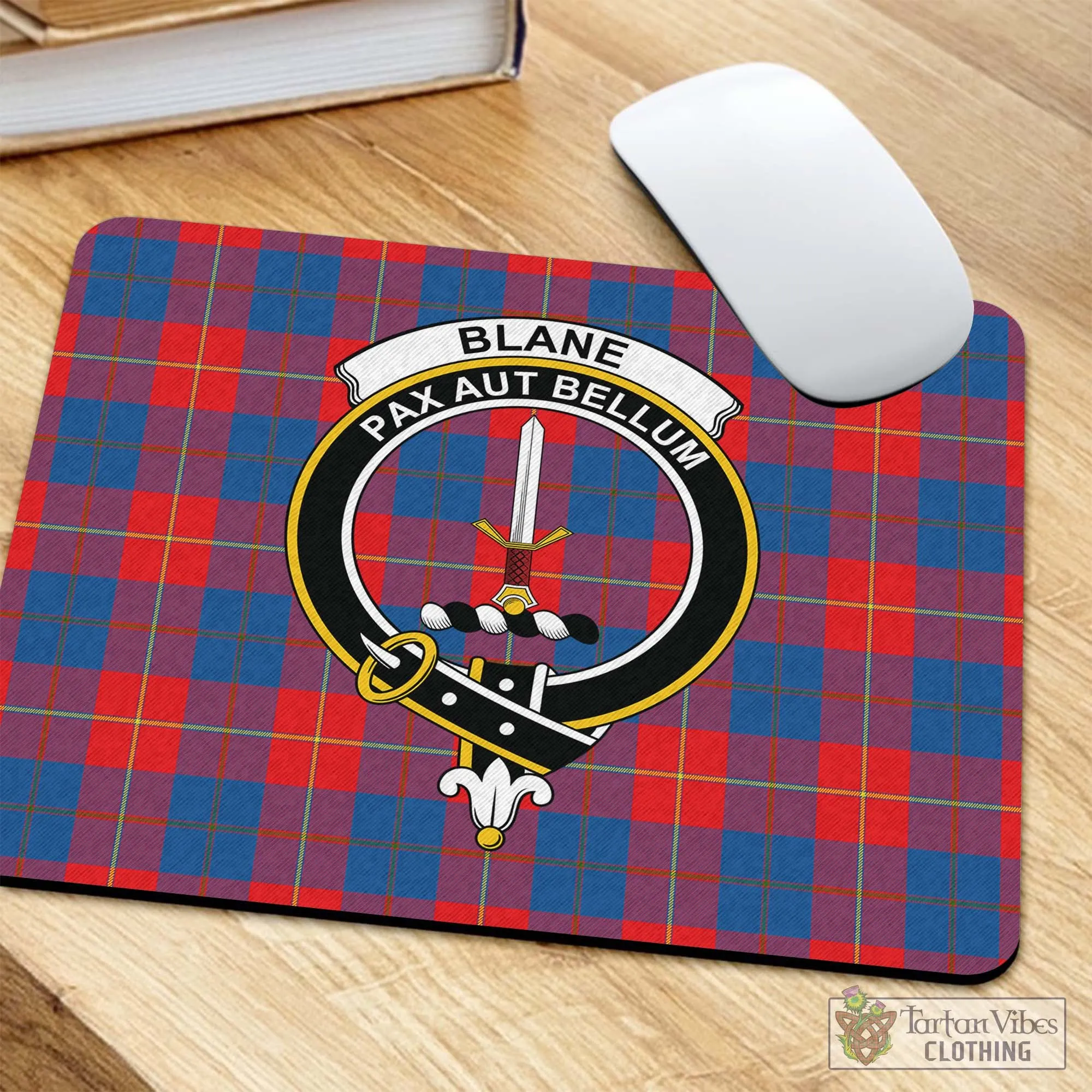 Blane Tartan Mouse Pad with Family Crest