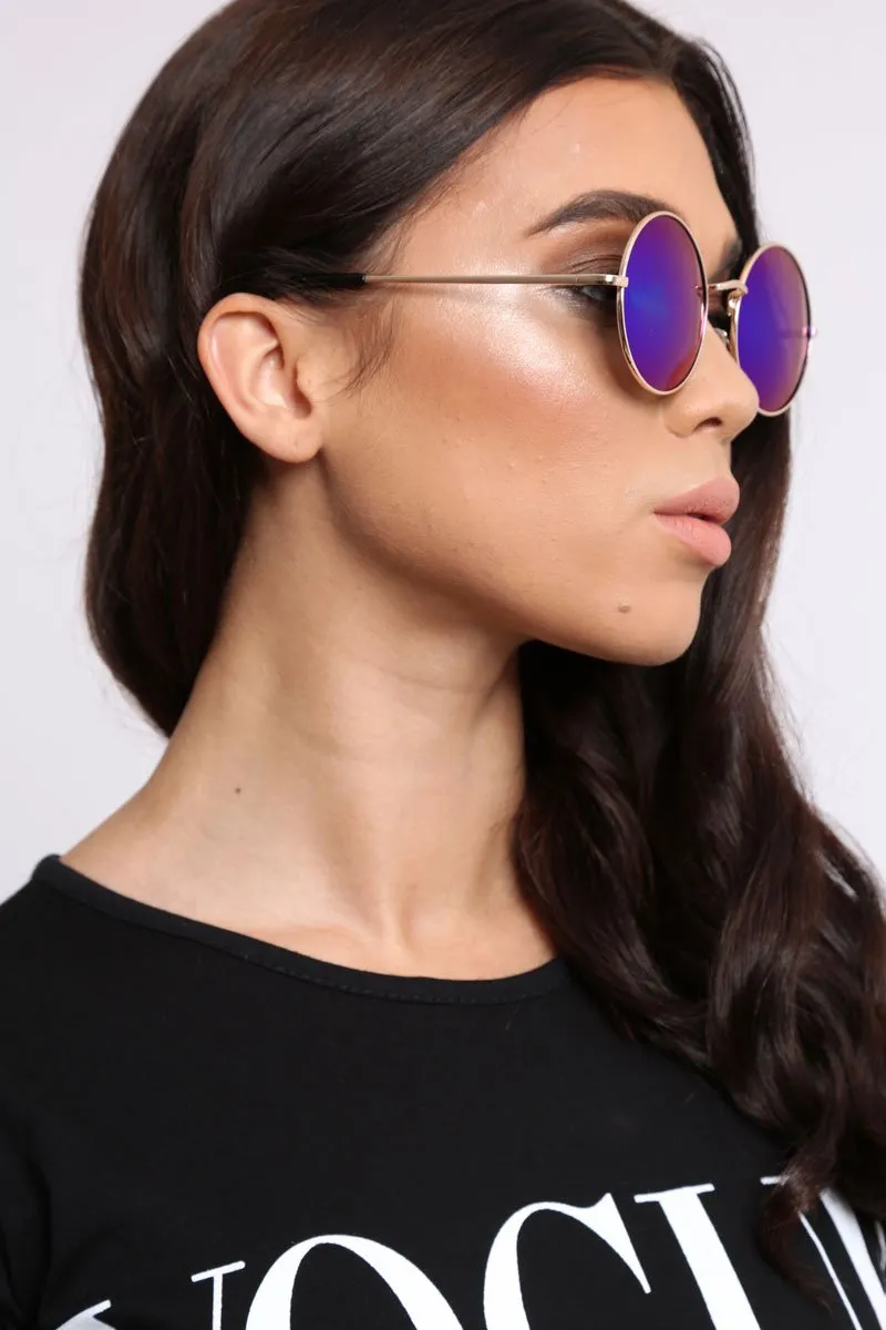 Blue Round Nose Bridge 90's Sunglasses - Calyn