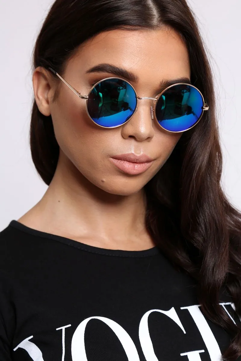 Blue Round Nose Bridge 90's Sunglasses - Calyn