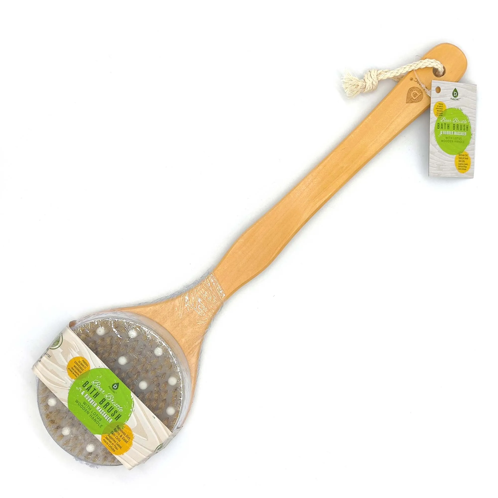 Boar Bristle & Rubber Massager with Lotus Wooden Handle