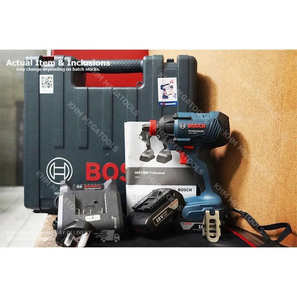 Bosch GDX 180-Li 2in1 Cordless Impact Driver / Impact Wrench 1/2" Drive 180Nm 18V [Kit]