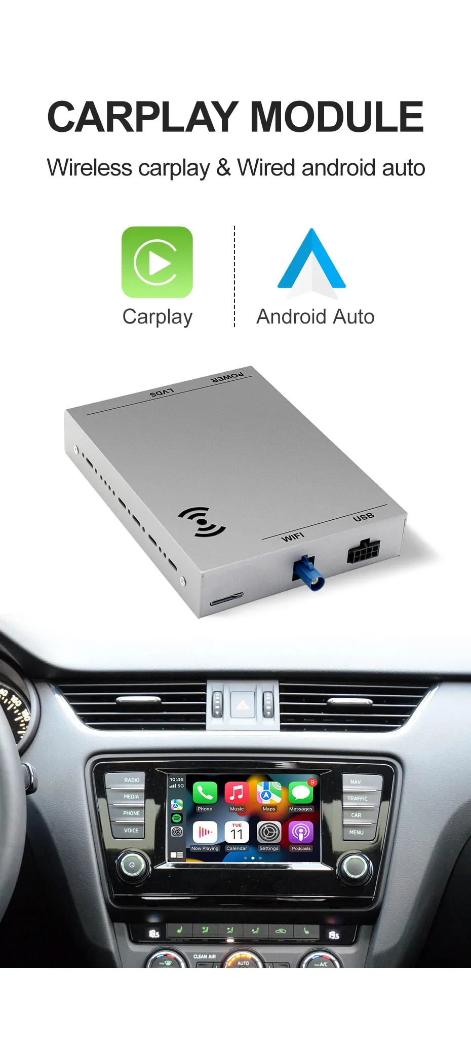 Carplay & AndroidAuto for Volkswagen, Skoda, Seat