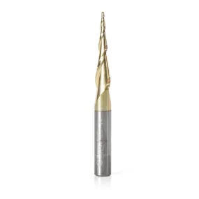 Carving Tapered Ball Nose CNC Router Bit | 5.4° x 1mm Dia x 0.5mm Radius x 1 7⁄64 x 1⁄4 Shank x 2 23⁄64" Long | 46256 | 738685462560