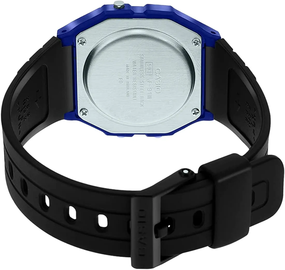 Casio Watch Classic Sports Digital Black/Blue F-91WM-2ADF