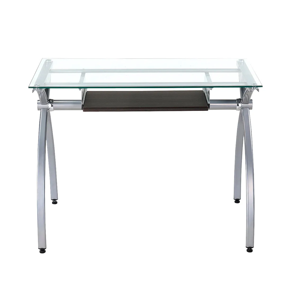 Clear View Tech Desk with Pull Out Keyboard Panel