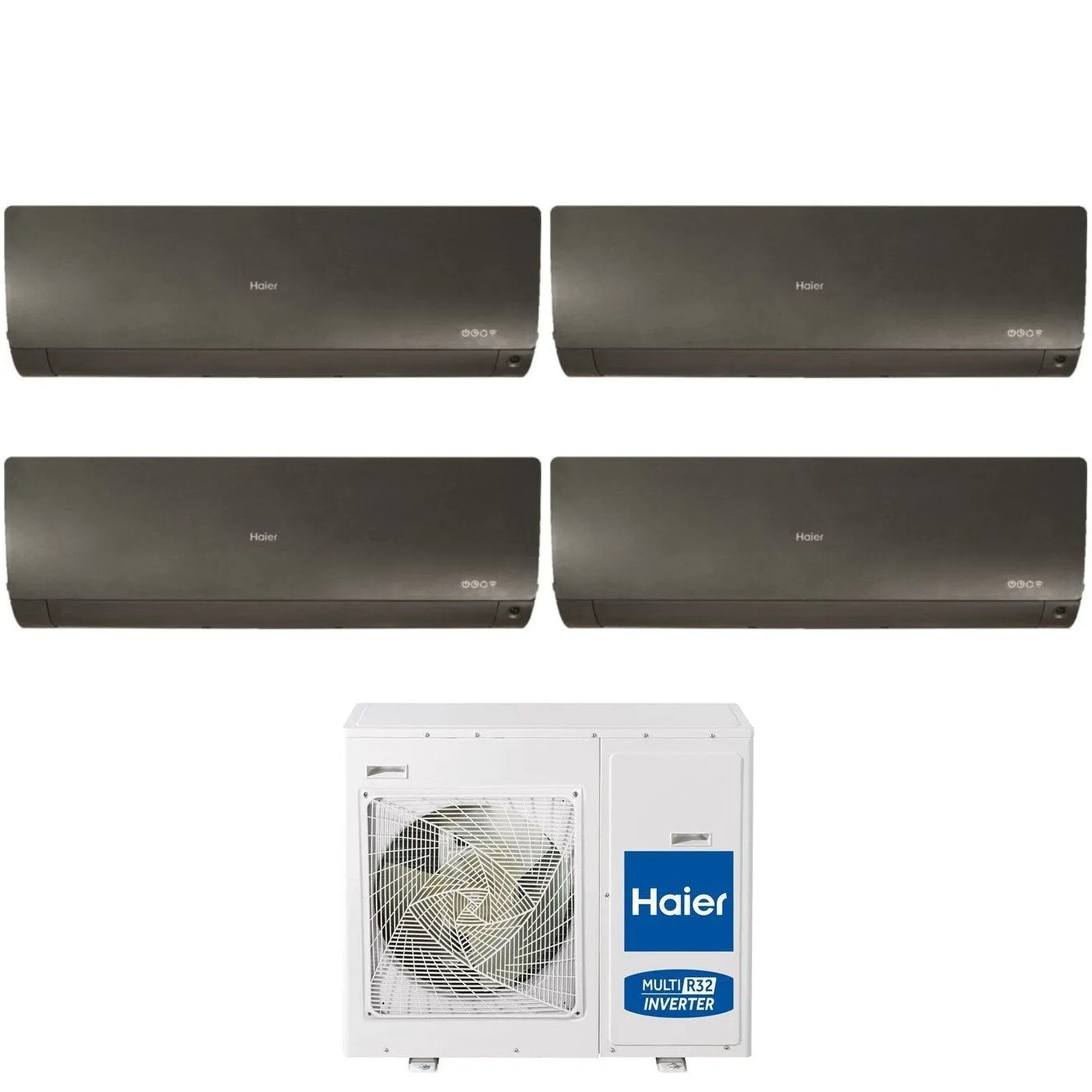 Climatizzatore Condizionatore Haier Quadri Split Inverter serie FLEXIS PLUS BLACK 7 7 7 9 con 4U75S2SR3FA R-32 Wi-Fi Integrato Colore Nero 7000 7000 7000 9000