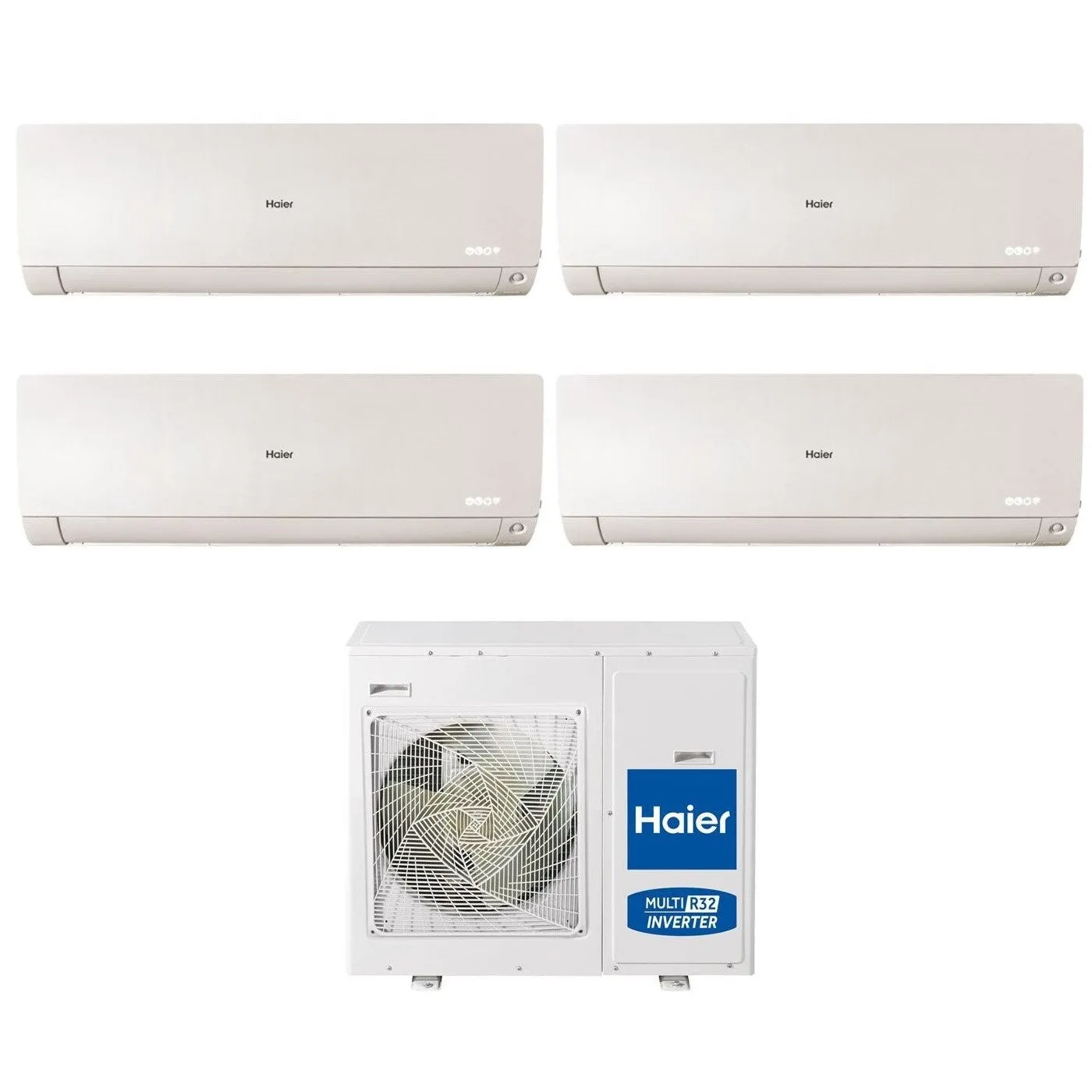 Climatizzatore Condizionatore Haier Quadri Split Inverter serie FLEXIS PLUS WHITE 7 9 9 9 con 4U75S2SR3FA R-32 Wi-Fi Integrato Colore Bianco 7000 9000 9000 9000