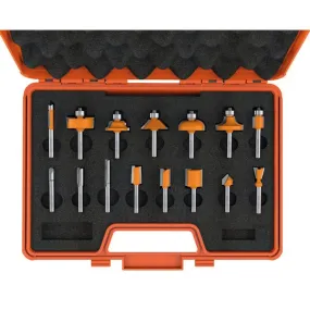 CMT 800.001.00 15-PIECE ROUTER BIT SET, 1/4-INCH SHANK