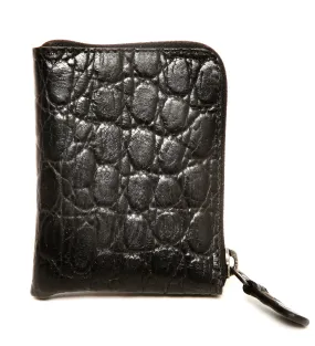 Compact ZIP black croco debossed