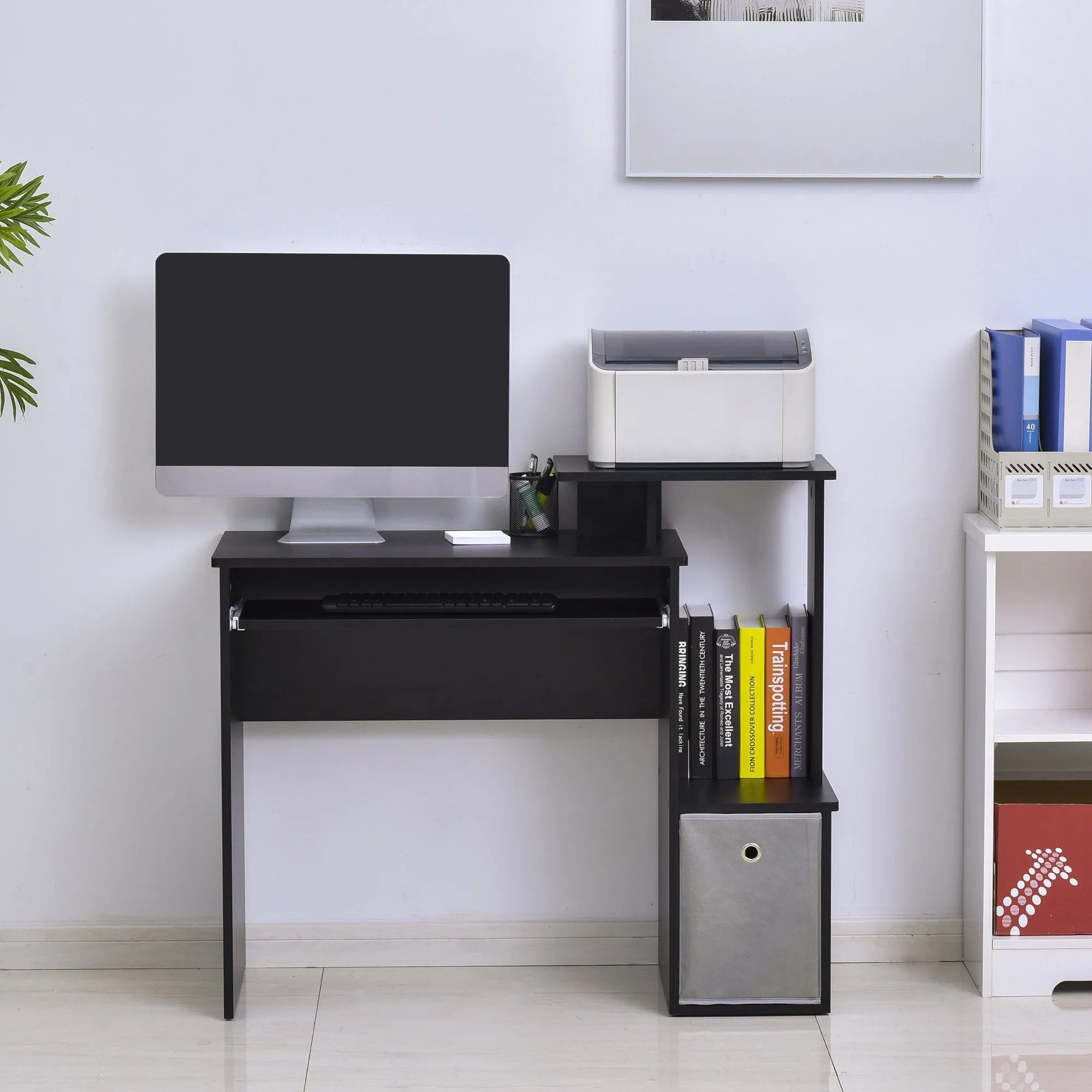 Computer Desk with Sliding Keyboard Tray Storage Drawer Shelf Home Office Workstation Black