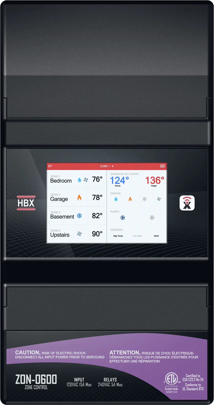 Control, 4 Zone,  Pump-Valve, Wifi, Works with THM-0600 Thermostat (2 Wire), 120 V Input