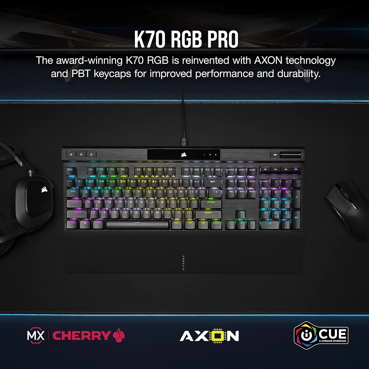 【優惠價】Corsair K70 RGB PRO Mechanical Gaming Keyboard with PBT DOUBLE SHOT PRO Keycaps - CHERRY® MX Brown CH-9109412-NA